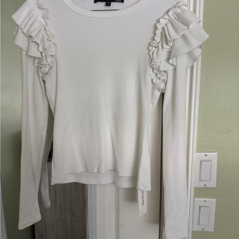 Women's White Ruffle Sleeve Top Veronica beard